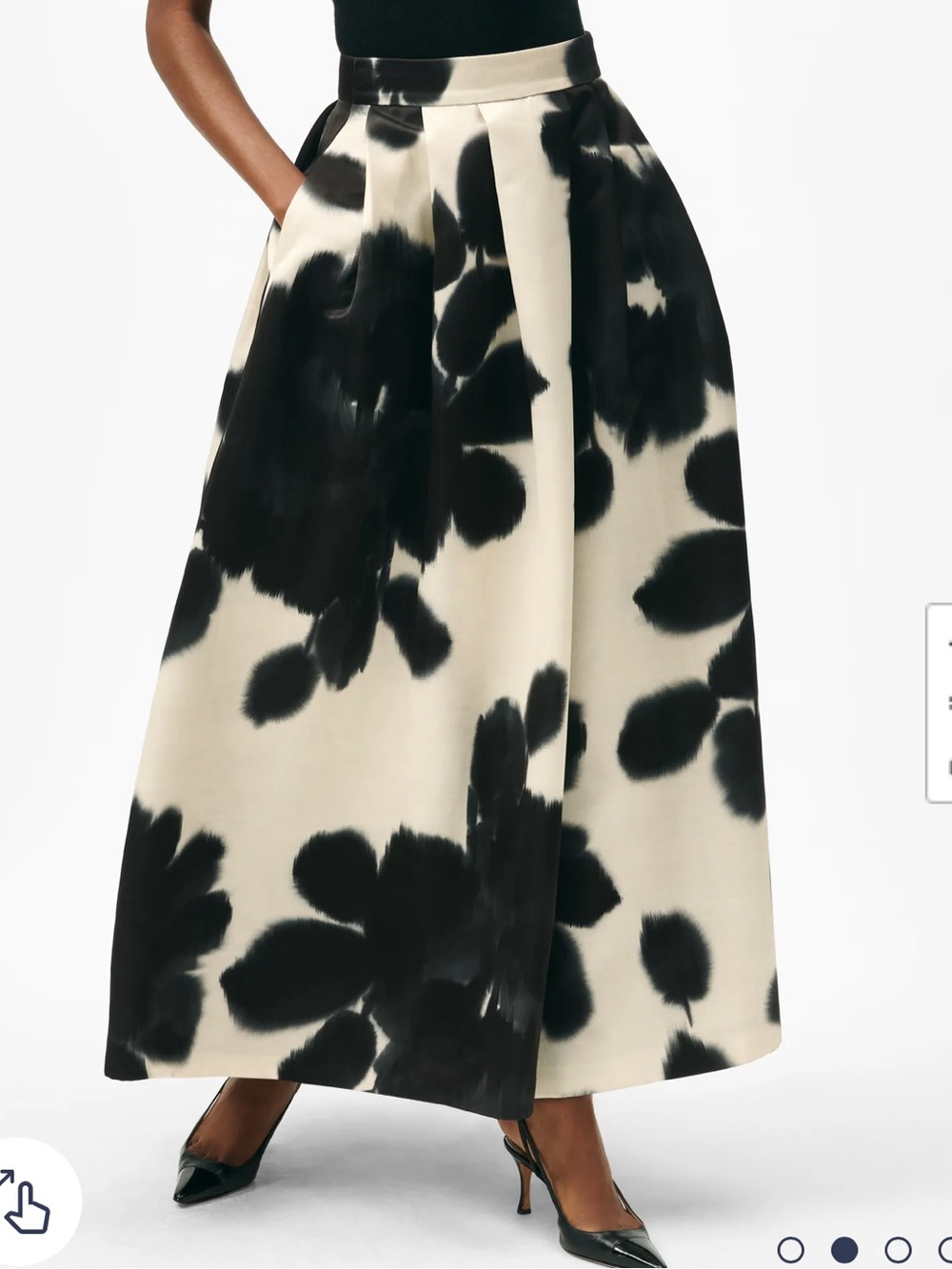 Brooks Brothers Black and White Floral A-Line Midi Skirt- size 4 - Picture 5 of 15